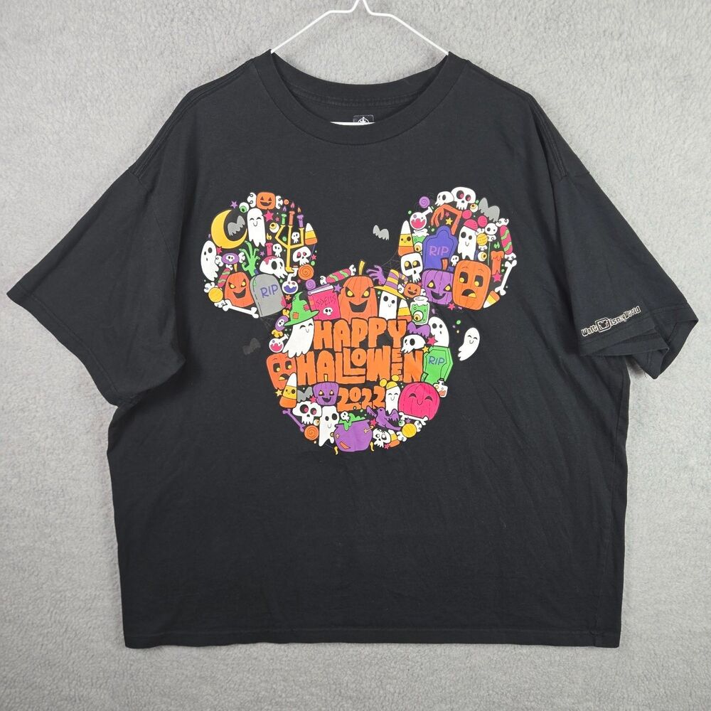 Walt Disney World Happy Halloween 2022 Mickey Head T-Shirt Mens XXL Black